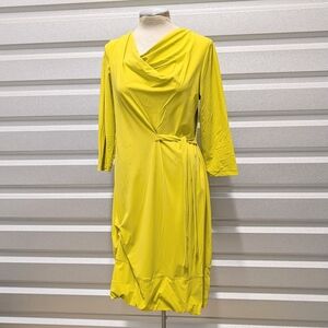 PORTO chartreuse bubble hem midi dress 2 M